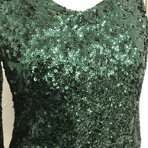 Express Green Semi-Open Back Bodycon Dress with Three Quarters Sleeve Size 6 - Picture 5 of 7